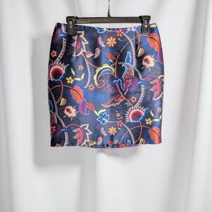 Ted Baker Soonah Folk Foliage Floral Satin Mini Skirt Size 4-6 US Size 2 UK